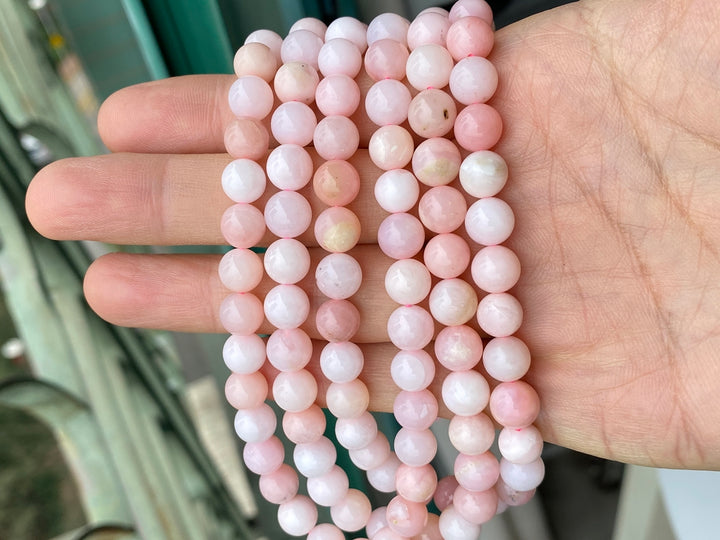 15.5" 8mm AA Natural Pink opal round beads, pink gemstone beads