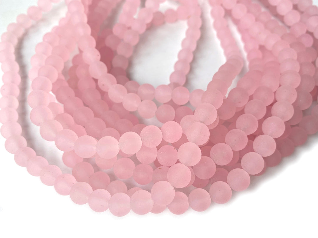 15" 8mm/10mm matte/frosted pink Malaysian jade Round beads