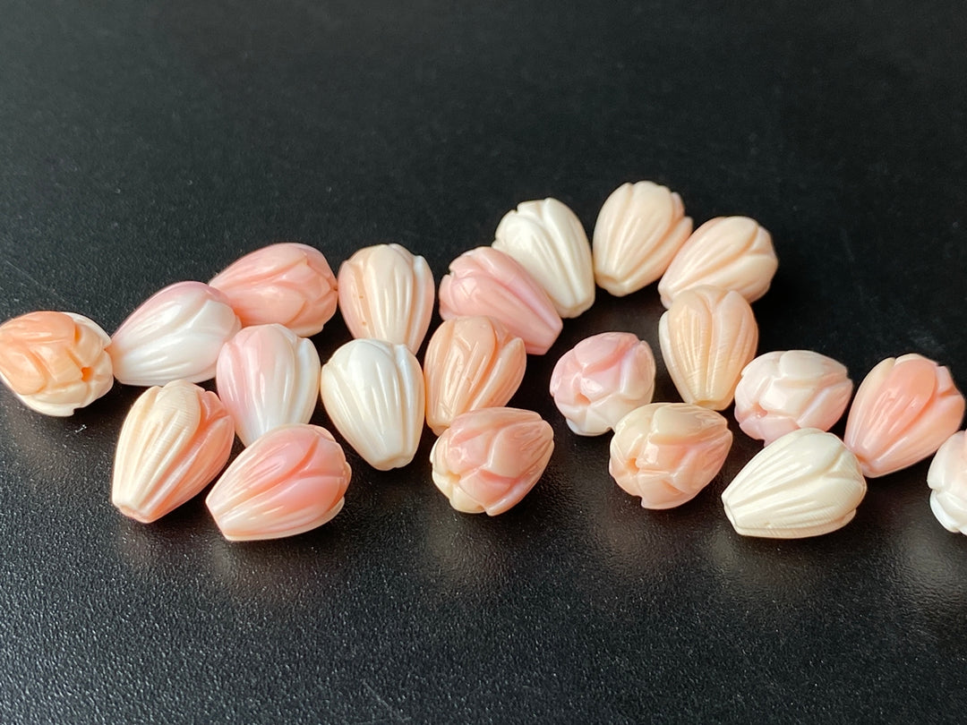 10PCS 8x11mm Natural pink queen conch shell Magnolia Blossom flower beads