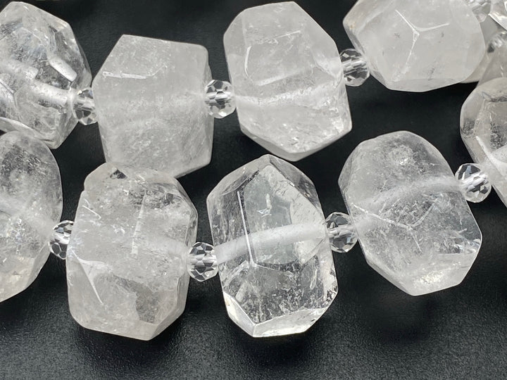15.5" 15~20mm Natural Rock Quartz faceted nugget pendant beads