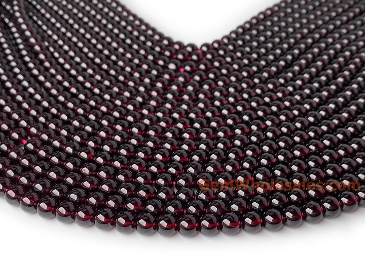 15.5" 6mm AA Natural Wine Red garnet round gemstone beads Q3