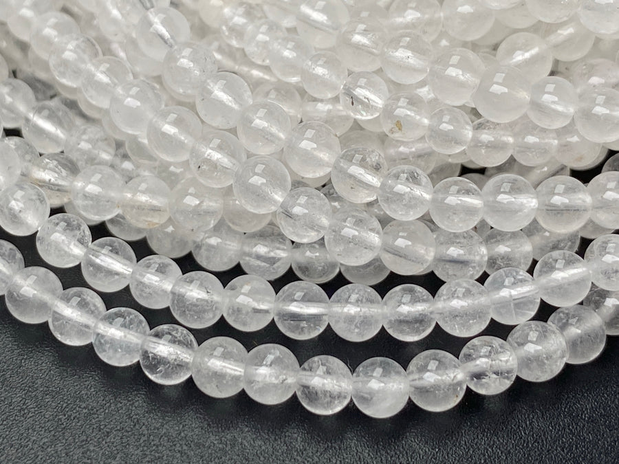 15" 4mm Natural rock crystal quartz round beads with inclusion