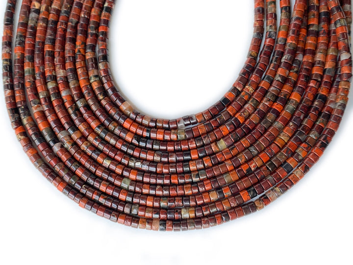 15" 2x4mm Natural flower red jasper Heishi gemstone jewelry beads