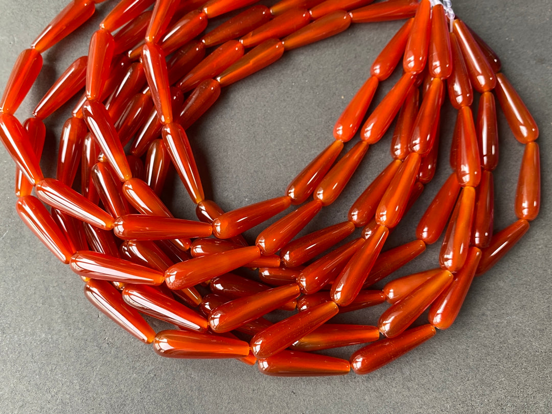 15.5" 8x30mm dark red agate teardrop beads, DIY jewelry beads