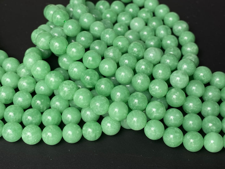 15.5" 8mm natural green angelite stone round beads for jewelry making