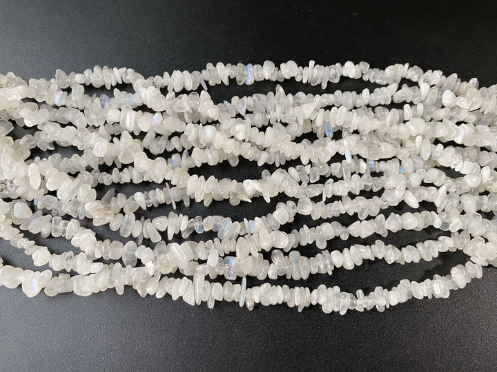 34" Natural moonstone 5x10mm chips beads, white gemstone small chips