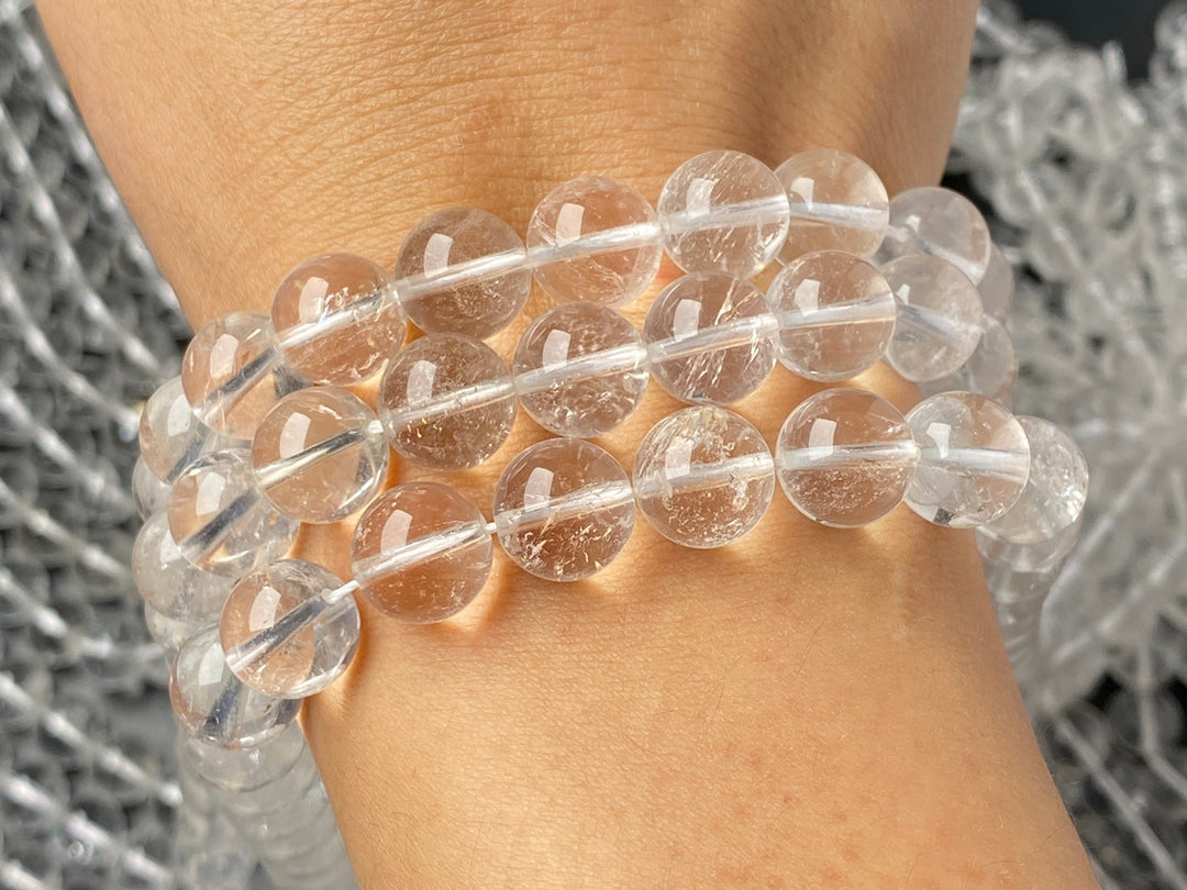 15.5" 10mm Natural rock quartz round beads, healing crystal