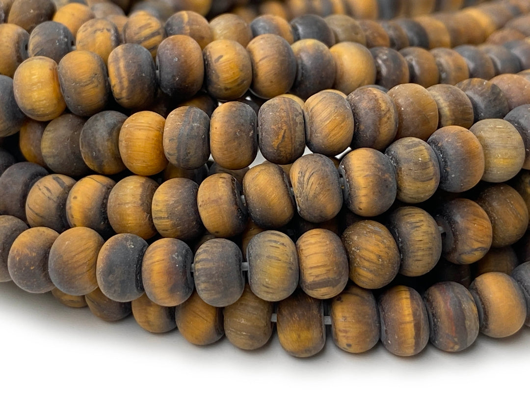 15.5" 4x6mm Matte/frosted yellow tiger eye roundel/rondelle beads