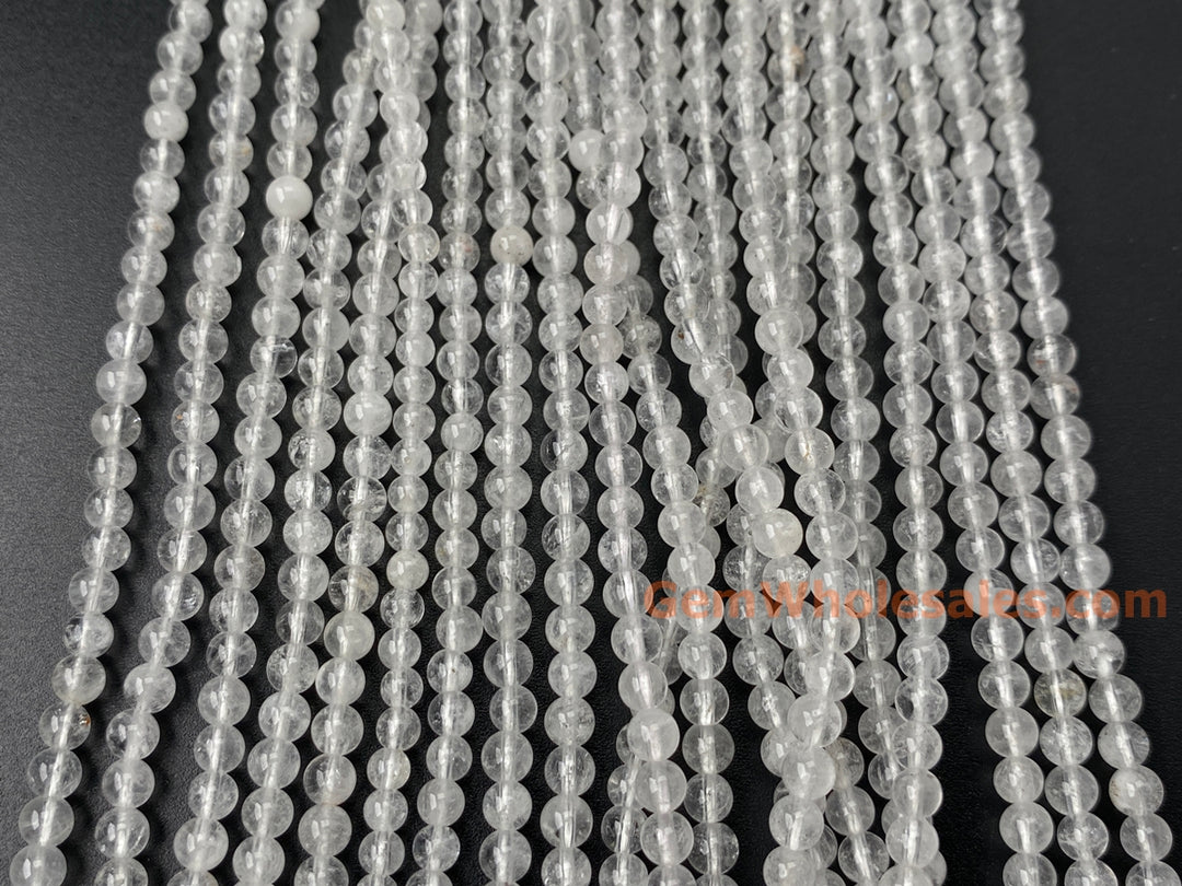 15" 4mm Natural rock crystal quartz round beads with inclusion