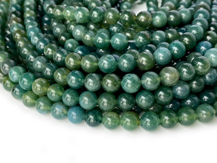 15.5" natural 4mm green moss Agate Round beads