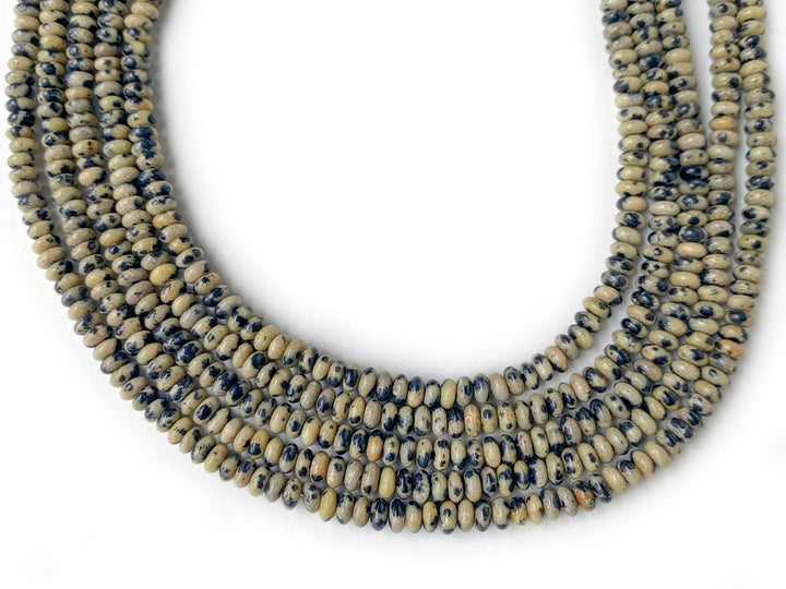 15.5" 2x4mm Natural dalmation jasper rondelle beads, roundel beads