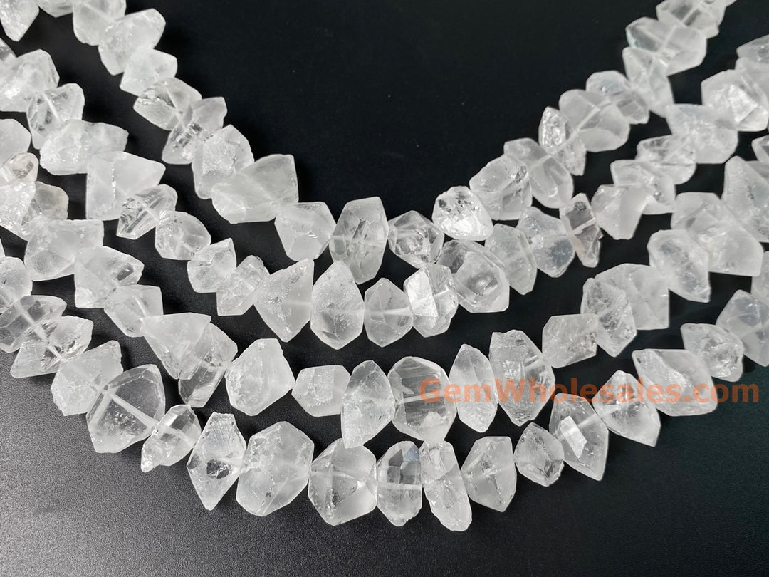 15.5" 8~13mm x 17~22mm Natural rock quartz nugget pendant beads