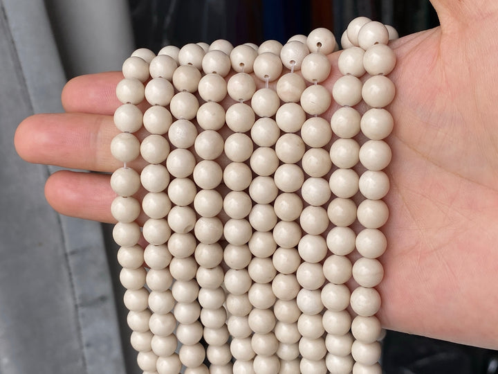 15.5" 6mm/8mm/10mm/12mm Natural beige fossil stone round beads
