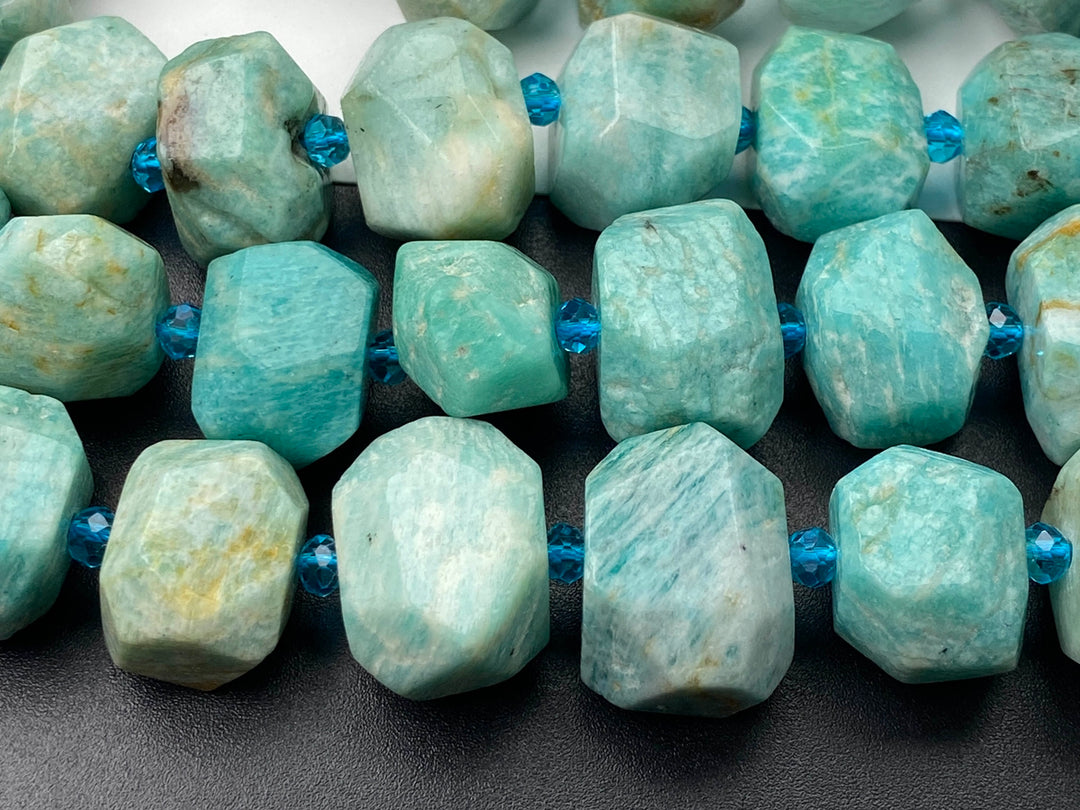 15.5" Natural Amazonite 15~20mm big faceted nugget pendant beads