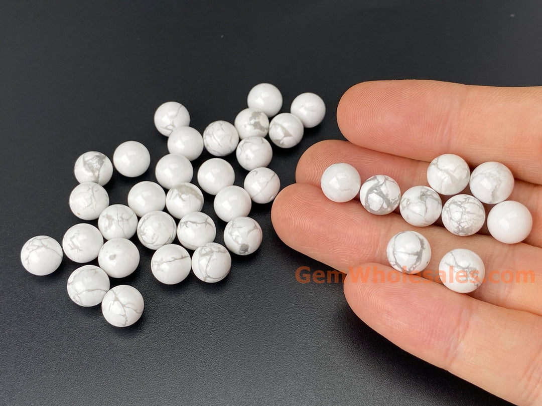 10PCS 8mm Natural white howlite stone undrilled round beads