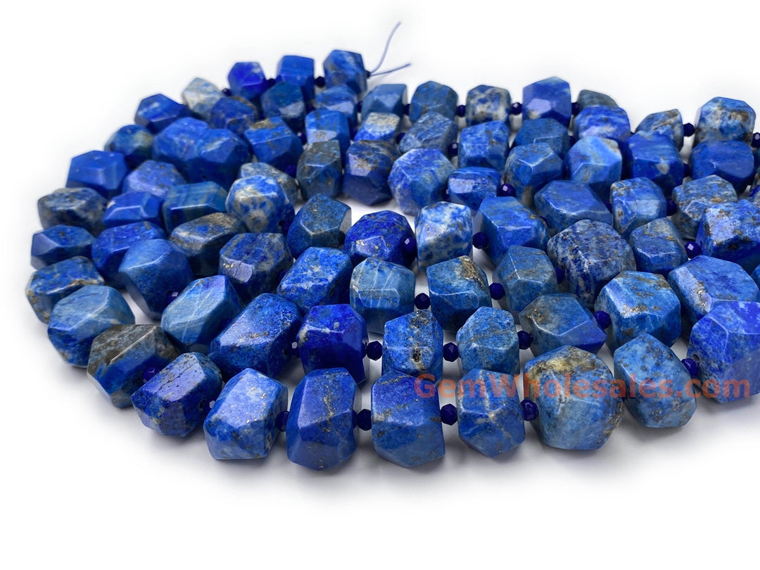 15.5" 15~20mm Natural lapis lazuli faceted nugget pendant beads