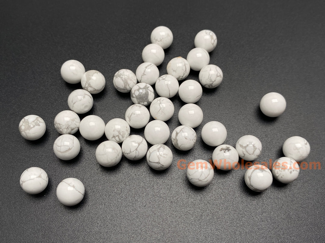 10PCS 8mm Natural white howlite stone undrilled round beads
