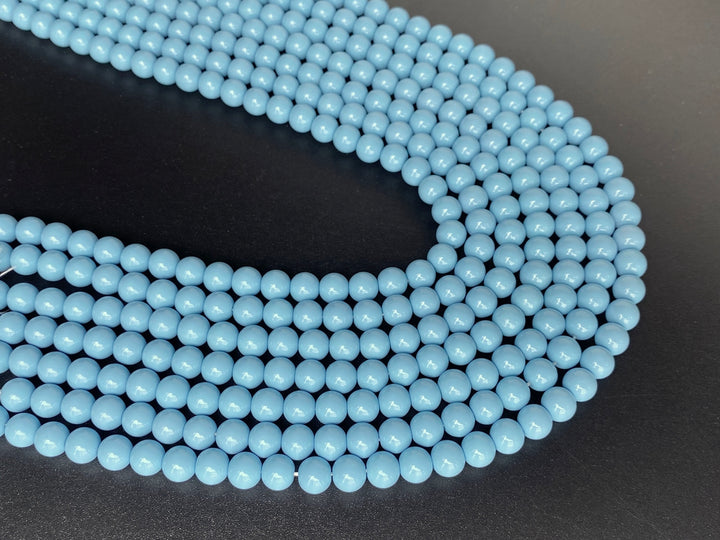 15.5" Glass druk round beads angelite blue 6mm/8mm/10mm