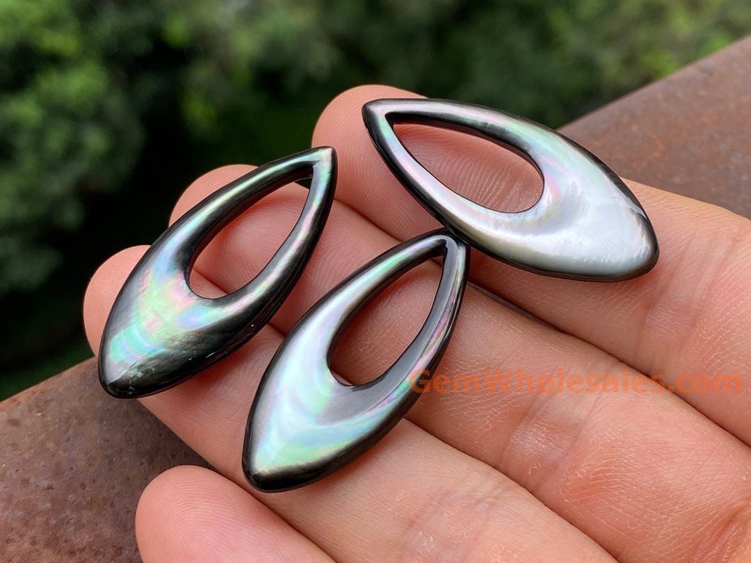 1PC 15x35mm Natural black shell teardrop pendant