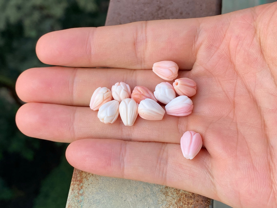 10PCS 8x11mm Natural pink queen conch shell Magnolia Blossom flower beads