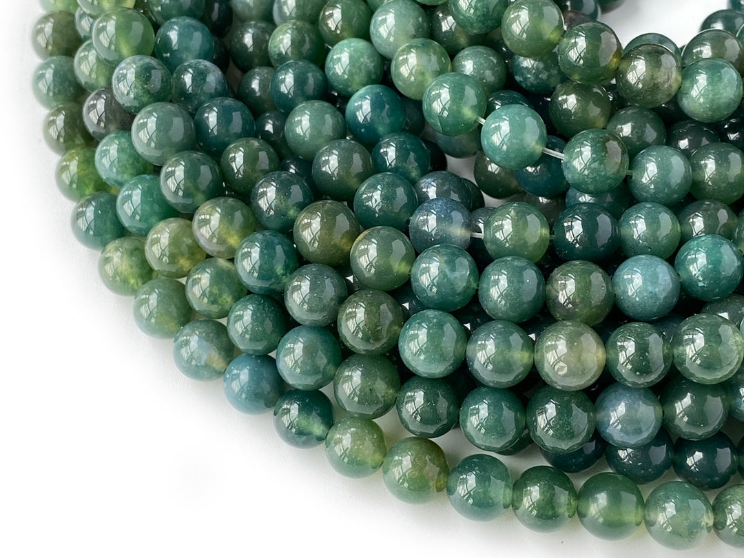 15.5" natural 4mm green moss Agate Round beads