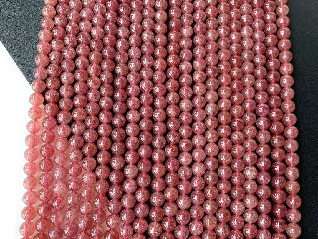 15" 6mm/8mm natural red Strawberry round beads, gemstone