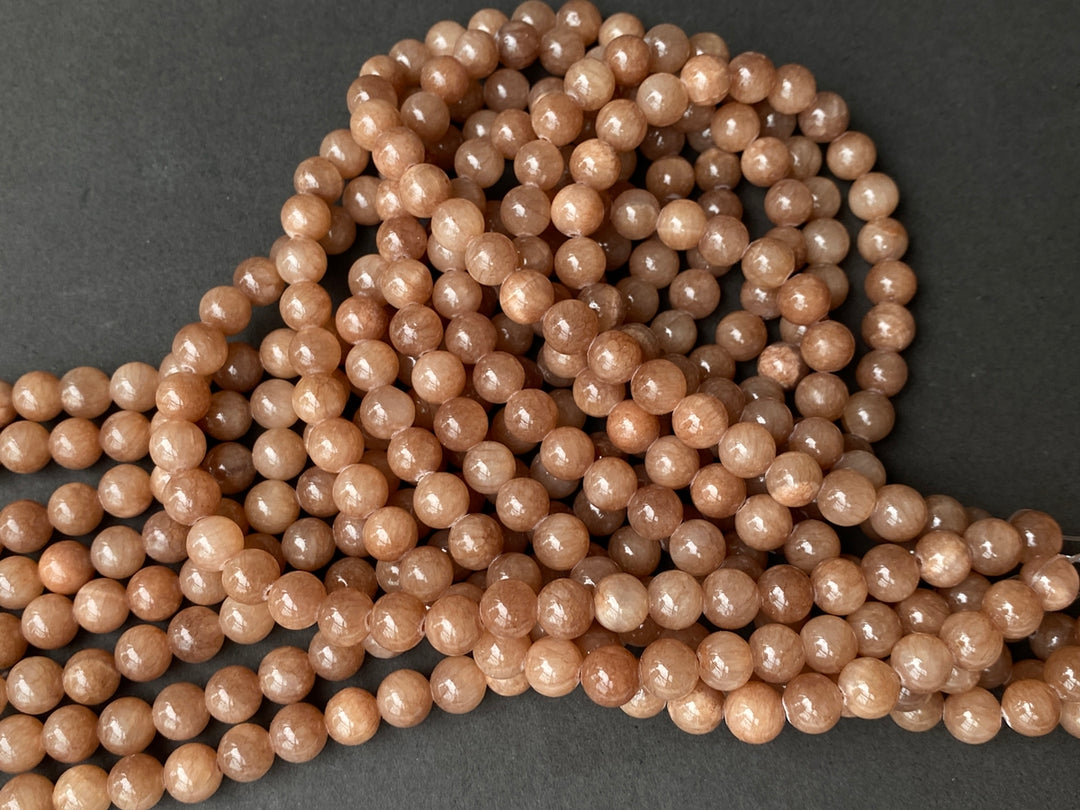 15" 6mm/8mm/10mm brown dyed jade Round beads
