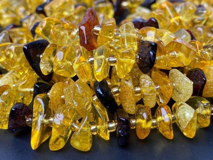 15.5" 10~15mm Natural yellow amber chips beads strand