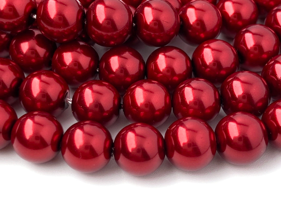 16" 8mm Dark wine red glass round beads