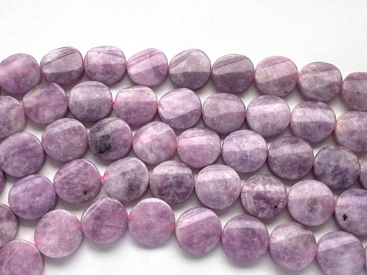 15.5" 16mm Natural light Lepidolite stone twisted round coin beads