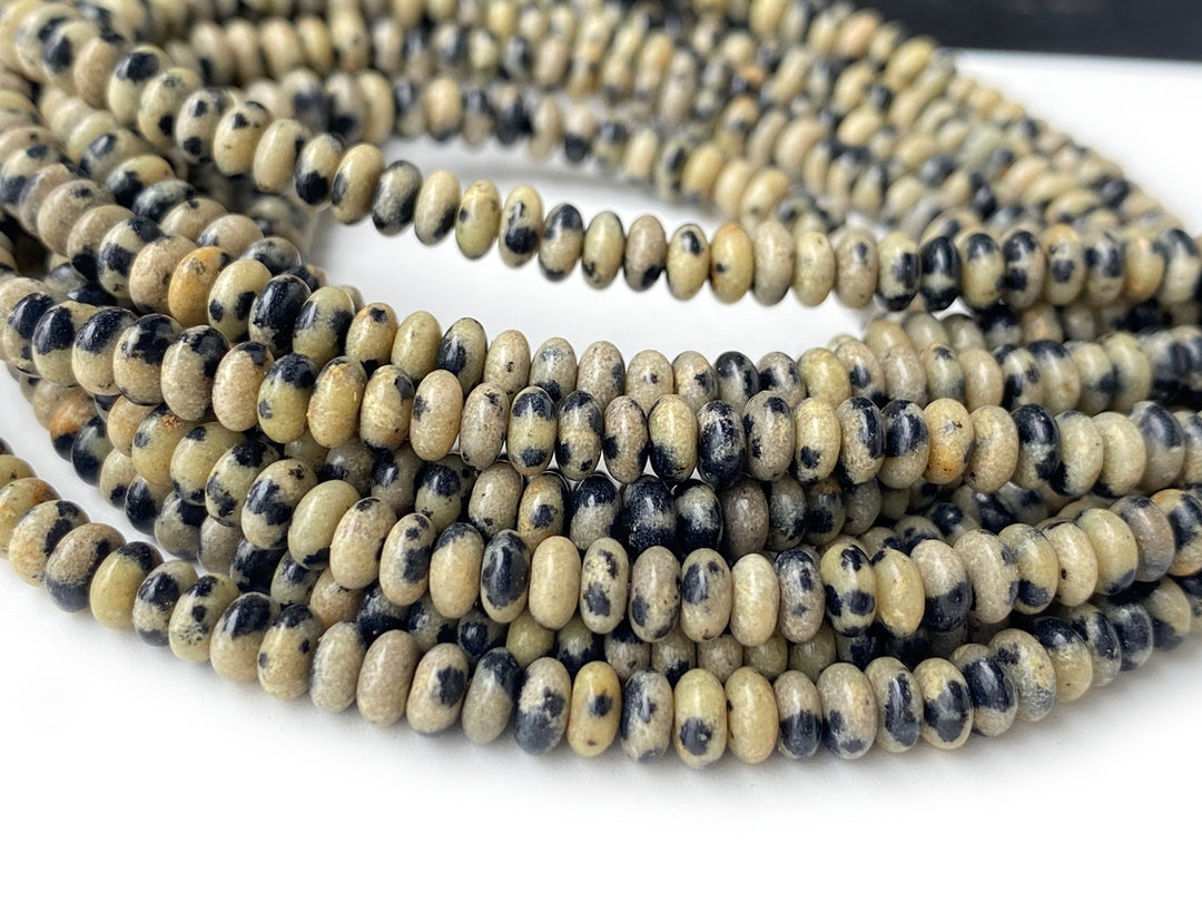 15.5" 2x4mm Natural dalmation jasper rondelle beads, roundel beads