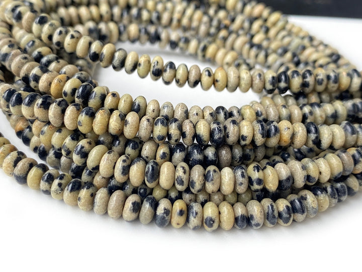 15.5" 2x4mm Natural dalmation jasper rondelle beads, roundel beads