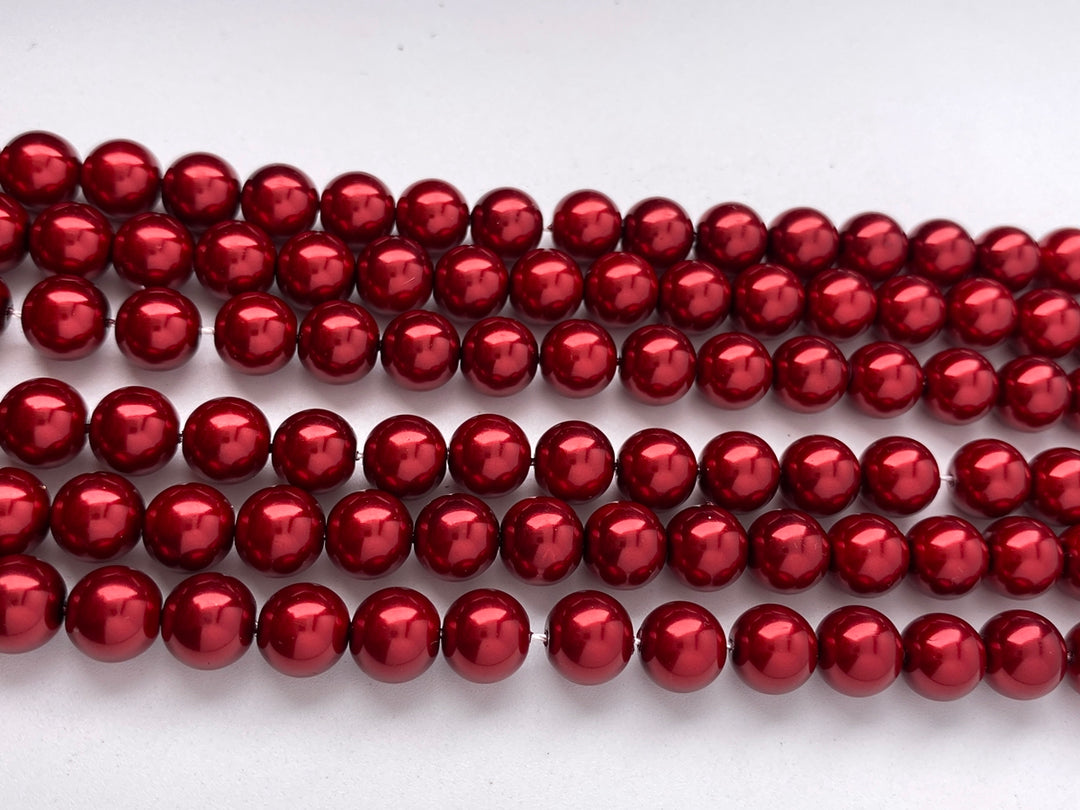 16" 8mm Dark wine red glass round beads