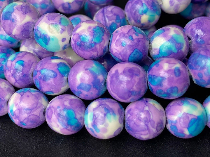 15.5" 4mm/6mm/8mm/10mm/12mm/14mm/16mm Dyed lavender rain flower stone round beads