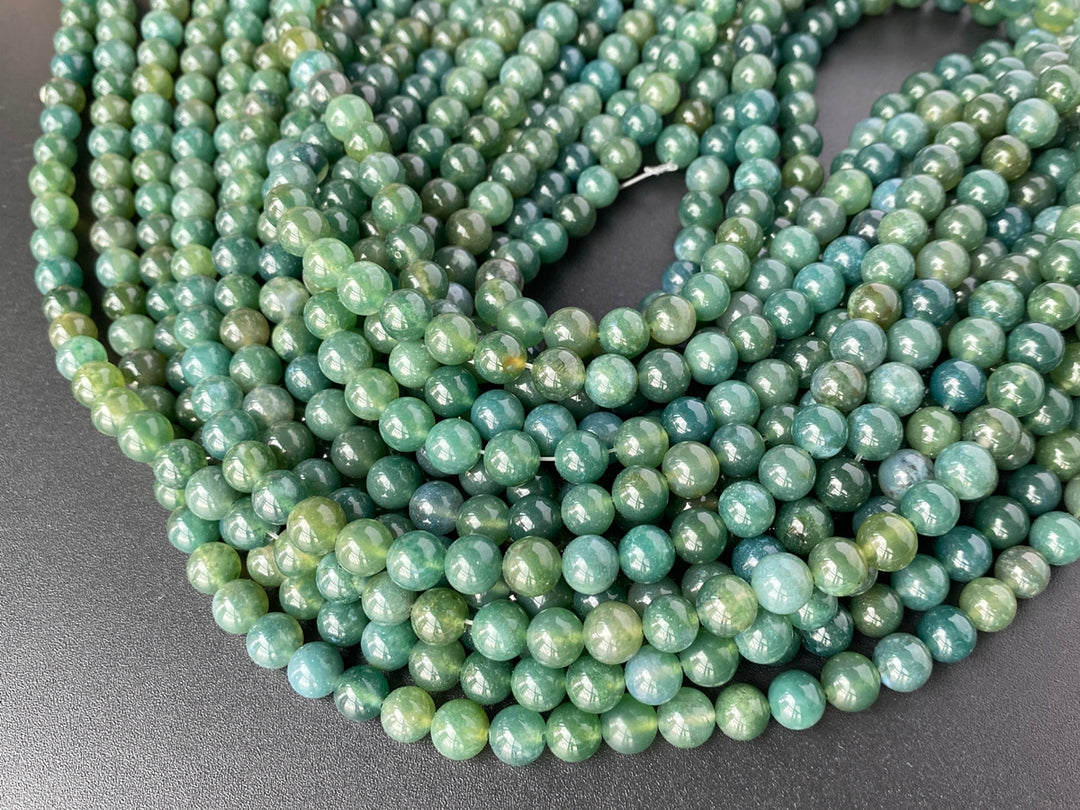 15.5" natural 4mm green moss Agate Round beads