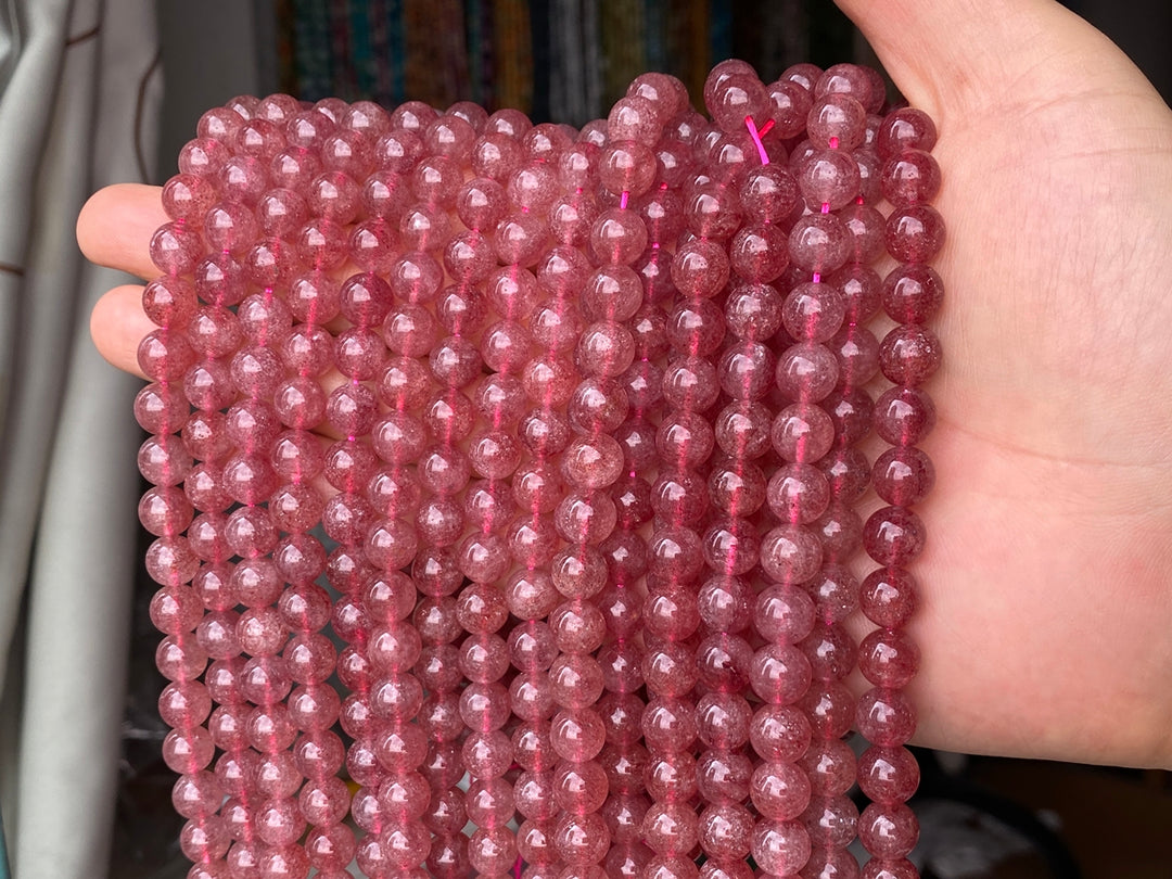 15" 6mm/8mm natural red Strawberry round beads, gemstone
