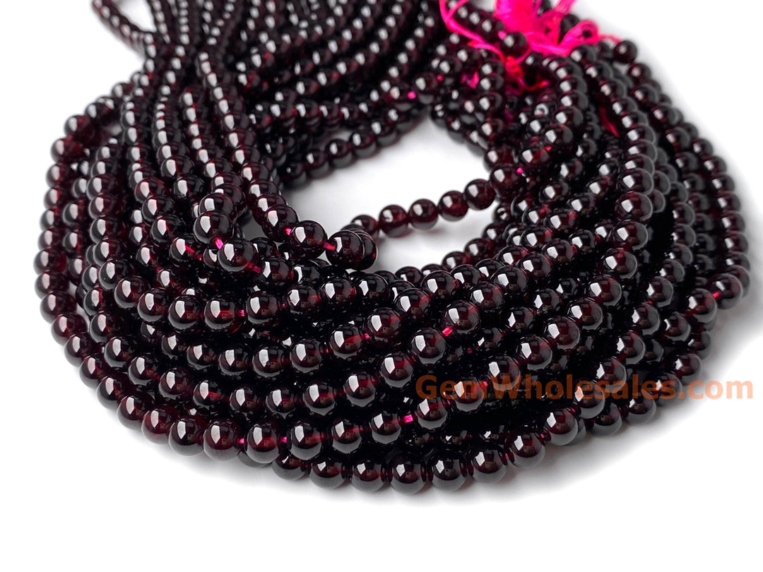 15.5" 6mm AA Natural Wine Red garnet round gemstone beads Q3