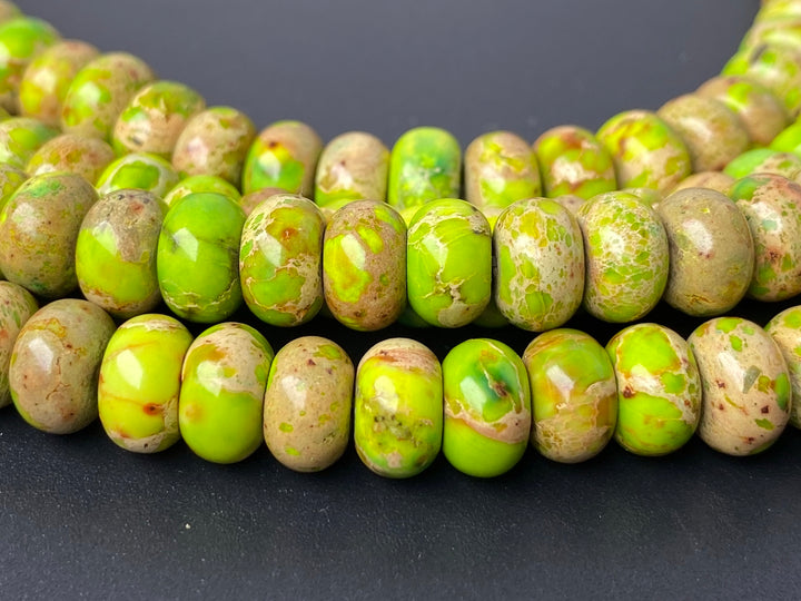 15" 5x8mm yellow green Sea Sediment/emperor jasper rondelle beads