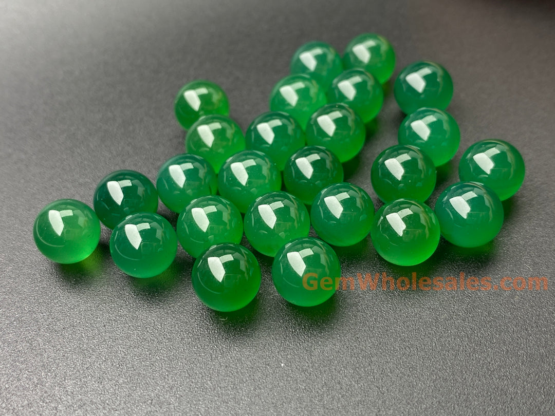 10PCS 8mm green agate undrilled round sphere beads