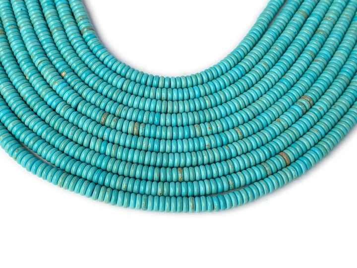15" 3x6mm Blue artificial turquoise wheel beads, howlite rondelle beads