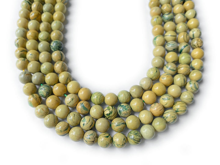 15.5“ 8mm Natural genuine yellow Green Muscovite Round Beads