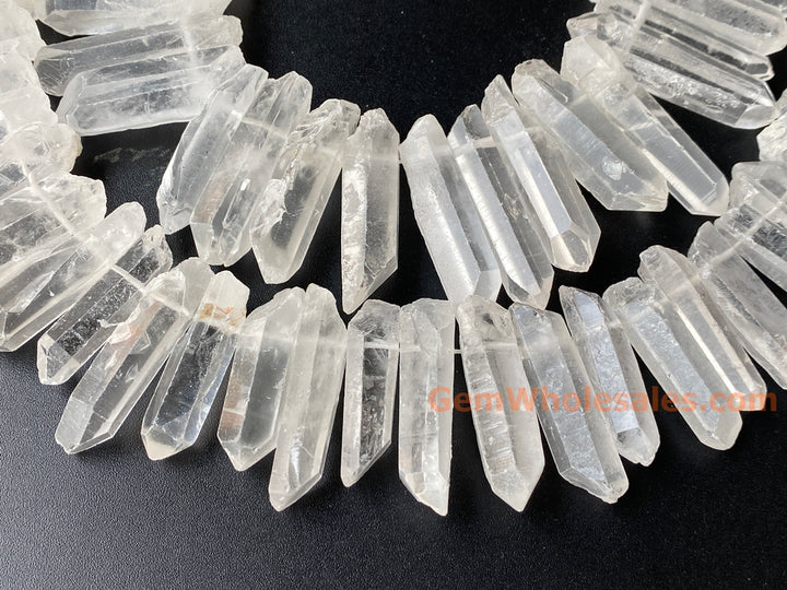 5PC 35~45mm Natural rock crystal quartz Stick Wand drilled pendant