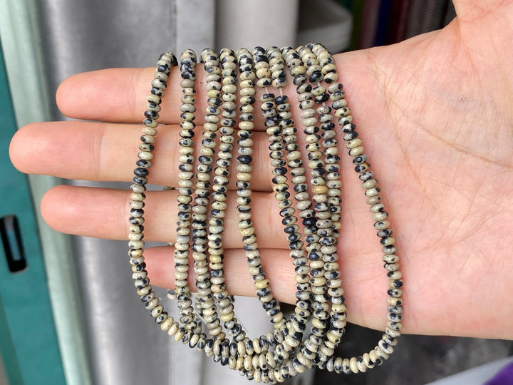 15.5" 2x4mm Natural dalmation jasper rondelle beads, roundel beads