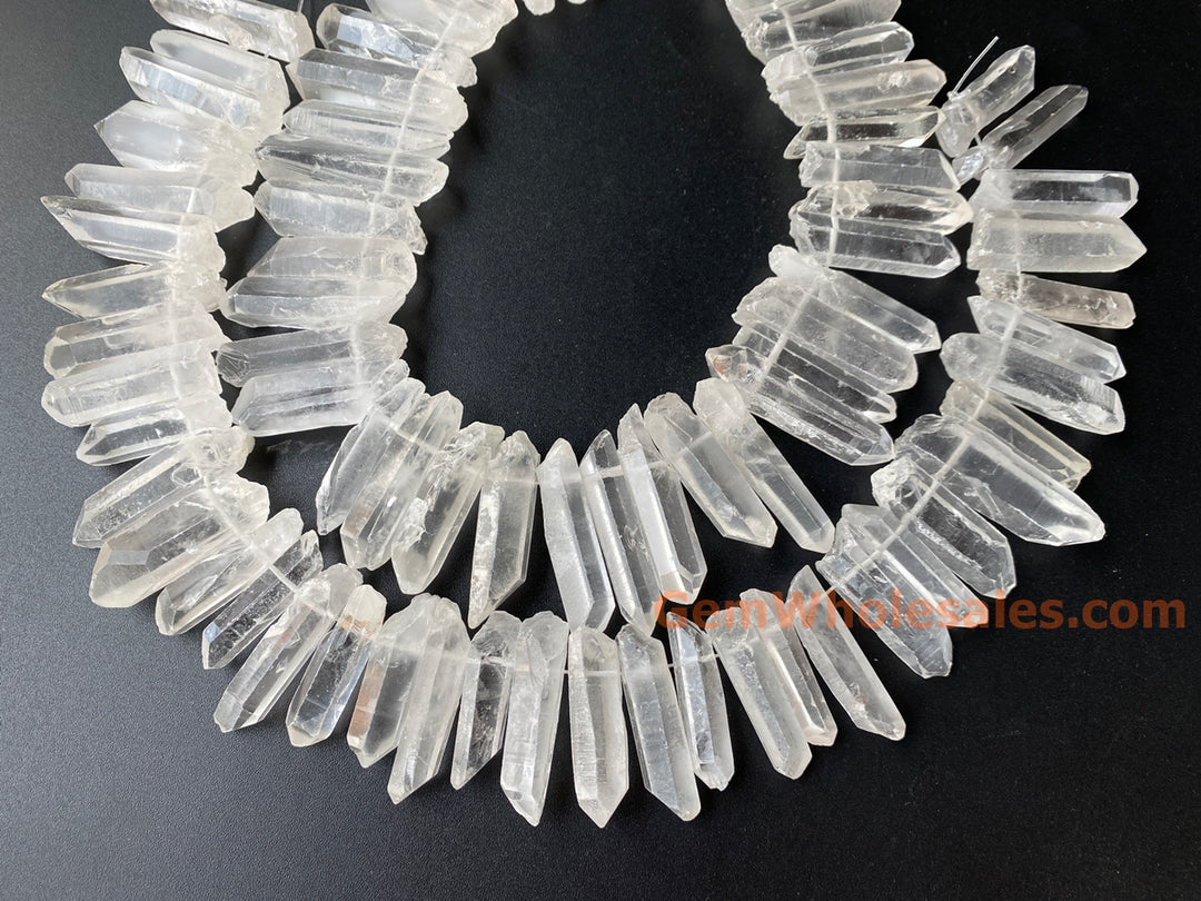 5PC 35~45mm Natural rock crystal quartz Stick Wand drilled pendant