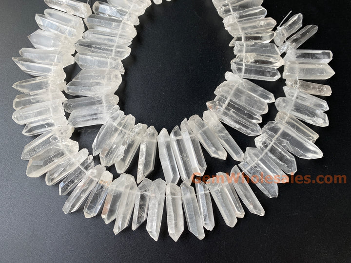 5PC 35~45mm Natural rock crystal quartz Stick Wand drilled pendant