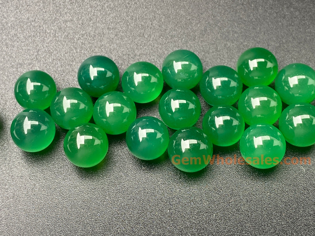 10PCS 8mm green agate undrilled round sphere beads