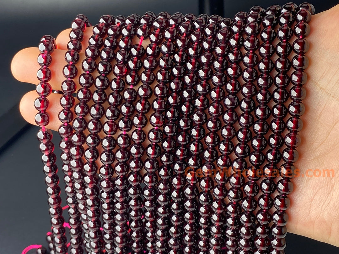 15.5" 6mm AA Natural Wine Red garnet round gemstone beads Q3