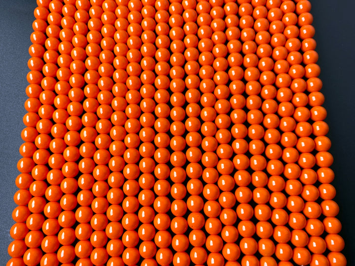 15.5" Glass druk round beads orange 6mm/8mm/10mm/12mm