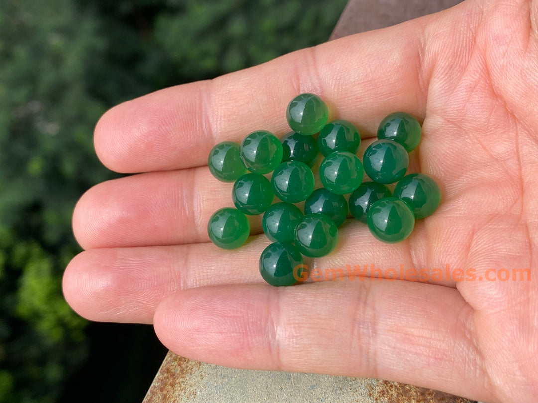 10PCS 8mm green agate undrilled round sphere beads