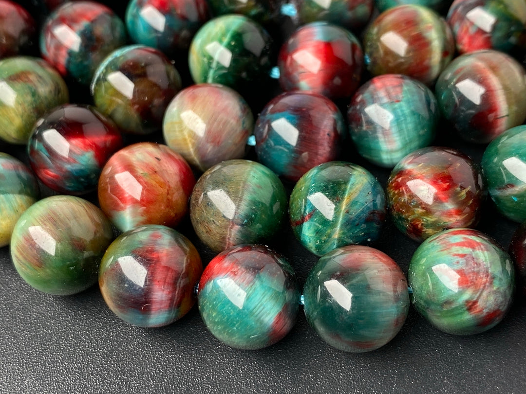 15.5" 8mm/10mm Dyed green Blue dream tiger eye stone round beads